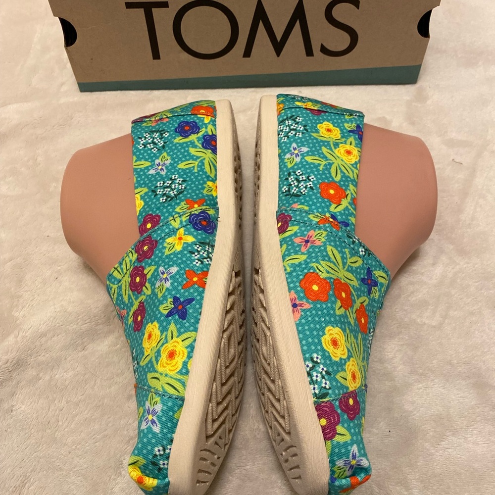 Toms Baltic Blue Autumn Floral Organic Cotton Slip-On Flats - Picture 6 of 13